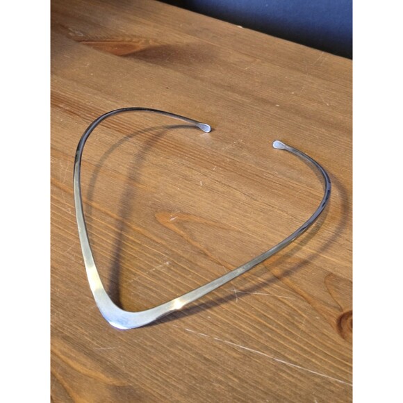 Vintage Sterling Necklace Rigid V Choker Collar, Designer Signed - Picture 3 of 8